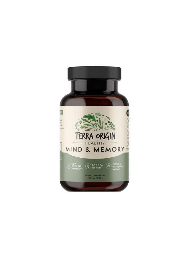 TERRA ORIGIN Healthy Mind & Memory | Cognitive Support | Nootropic Formula: CDP Choline, Bacopa, L-Tyrosine, Huperzine A, Ginko, B12 | 30 Veggie Capsules | - Image 1