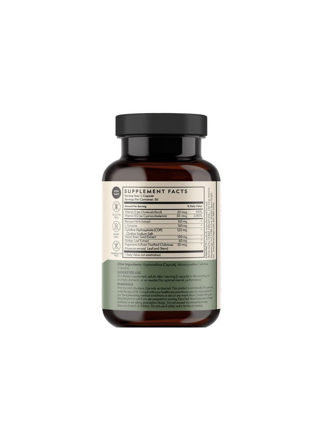 TERRA ORIGIN Healthy Mind & Memory | Cognitive Support | Nootropic Formula: CDP Choline, Bacopa, L-Tyrosine, Huperzine A, Ginko, B12 | 30 Veggie Capsules | - Image 2