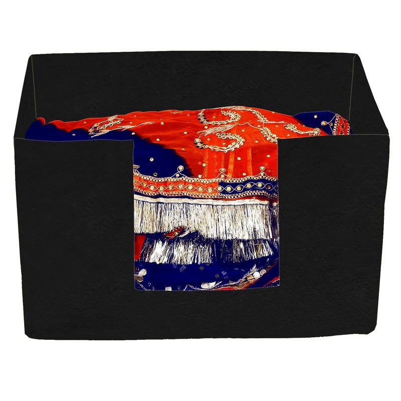 Kuber Industries Kuber Industries Non Woven 1 Piece Shirt Stacker and 1 Piece Foldable Rectangle Cloth Saree Stacker Cloth Wardrobe Organizer Wardrobe Organizer Black CTKTC038257 - Image 5