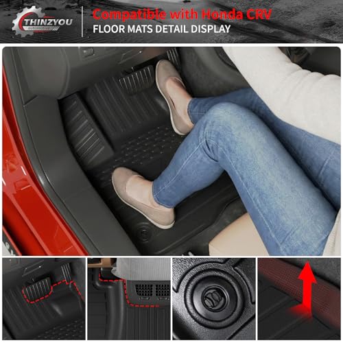 Thinzyou Floor Mats Compatible with 2023 2024 2025 2026 Honda CRV Cargo Mats Liner TPE Back Seat Cover Trunk Mats Fuel 2024 CR-V Accessories Non-Hybrid (Lower Deck, Trunk Mat+Backrest Mats+Floor Mats) - Image 3
