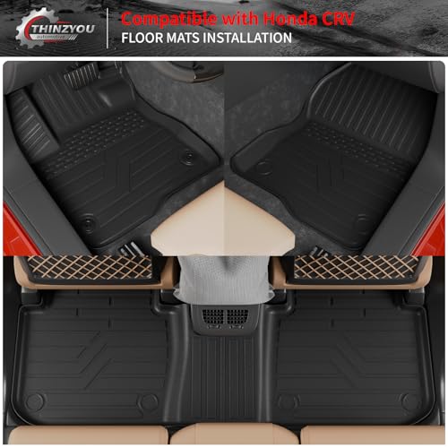 Thinzyou Floor Mats Compatible with 2023 2024 2025 2026 Honda CRV Cargo Mats Liner TPE Back Seat Cover Trunk Mats Fuel 2024 CR-V Accessories Non-Hybrid (Lower Deck, Trunk Mat+Backrest Mats+Floor Mats) - Image 2