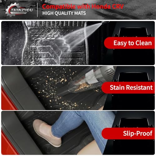 Thinzyou Floor Mats Compatible with 2023 2024 2025 2026 Honda CRV Cargo Mats Liner TPE Back Seat Cover Trunk Mats Fuel 2024 CR-V Accessories Non-Hybrid (Lower Deck, Trunk Mat+Backrest Mats+Floor Mats) - Image 4