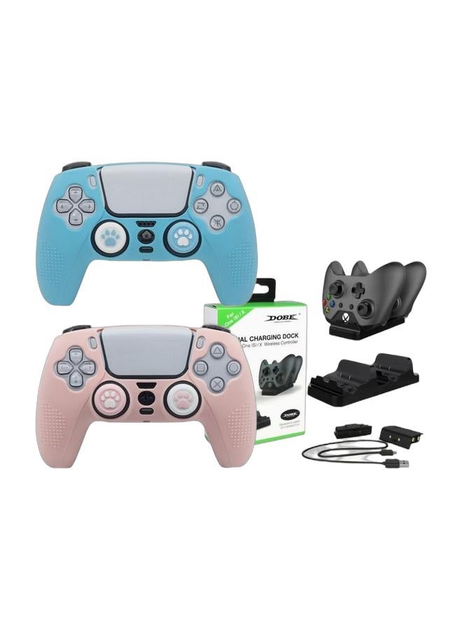 Silicone Skin Accessories for PS5 Controller Grip Covers Case Protector with Anti-Slip Anti-scratch Silicone Dustproof Protective,Skin x 2, Thumb Grip Cover x 4 Compatible Charger Station Dock & Dual Charging Dock Set For Xbox One Slim Wireless ControllerBundle - Image 1