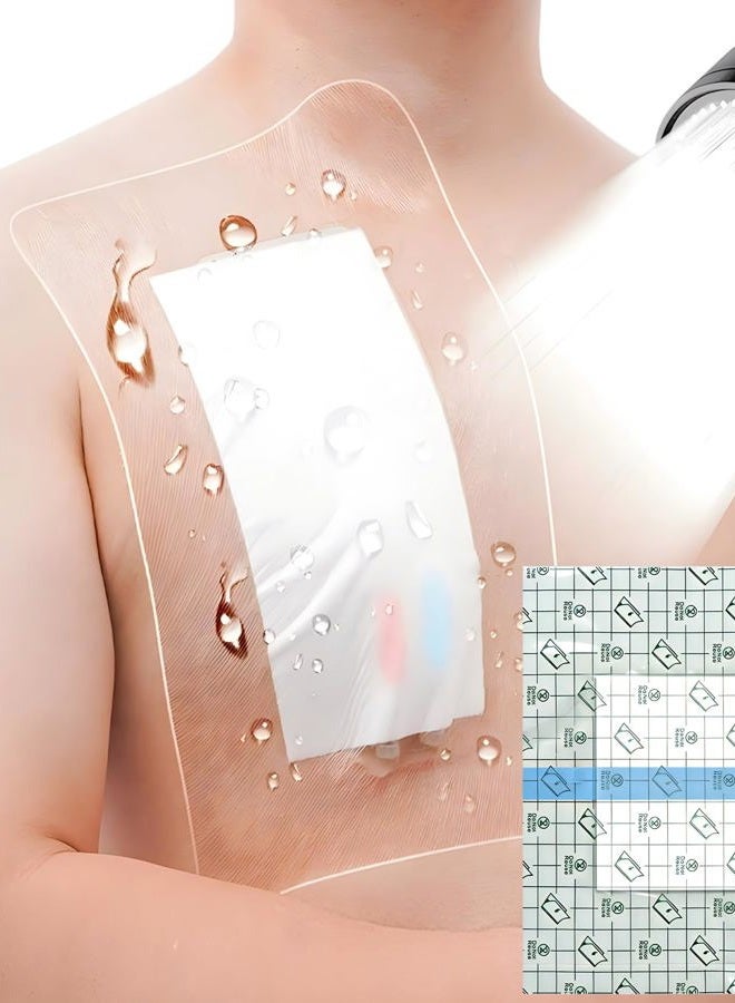 DiaBelt 10" x 12" Shower Shields Wound Cover, Large Waterproof Bandages with Non-Stick Central Pad for Central Line Chemo Port Chest Catheter Shower Cover PICC Line Shower Protector Dressings 7 Pcs - Image 1