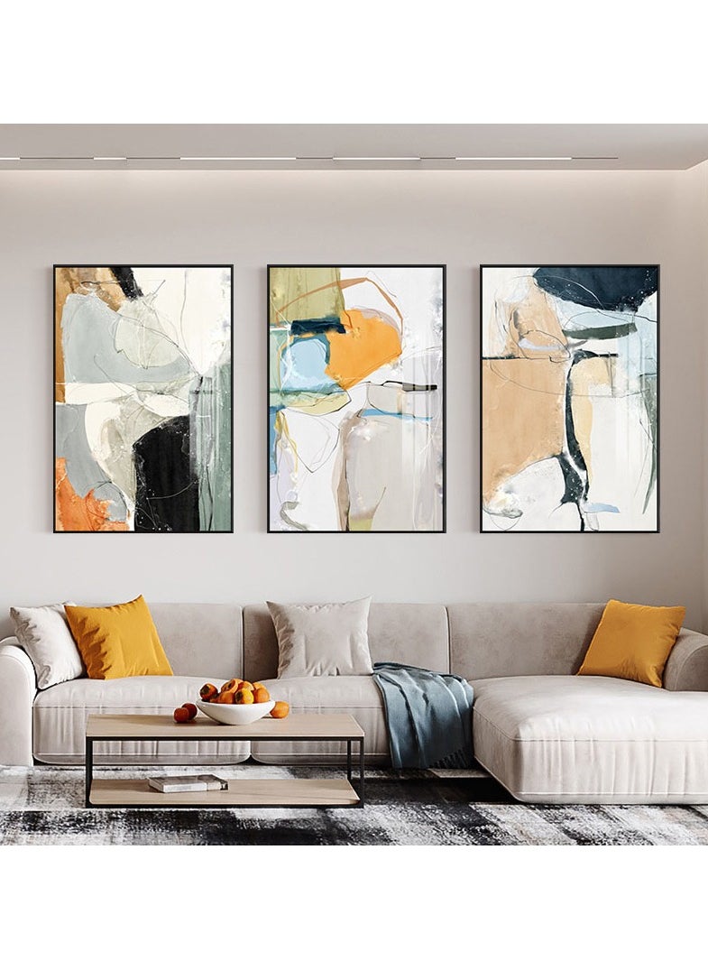 FASHION HOME 3PCS Wall Art Bright Style Minimalist Decor Modern Abstract Canvas Prints Poster Picture Framed Paintings Decorations  - Image 4