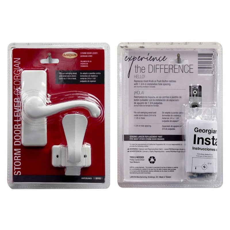 Larson Certified Storm Door White Georgian Lever, Storm Door Handle Replacement with Surface Mount Hardware - Image 4