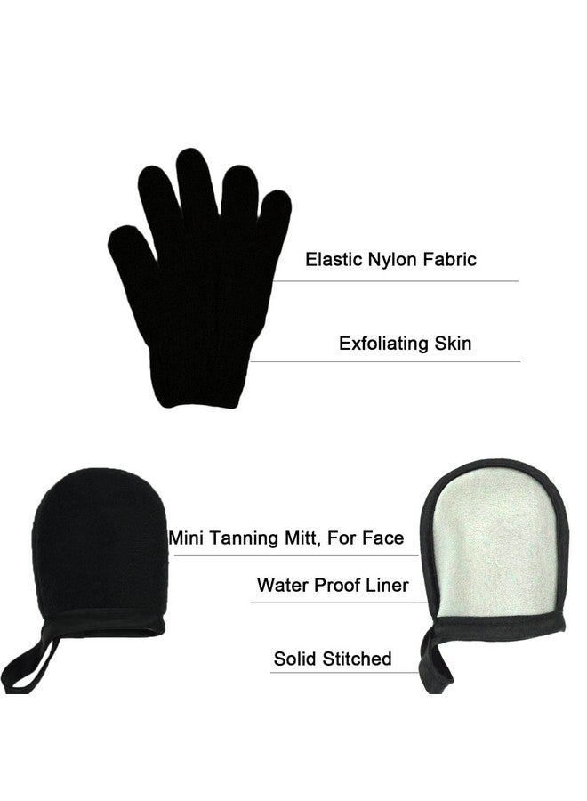 TSAIYI 5 Piece Self Tanning Mitt Applicator Set with Self Tan Glove Tanning Back Lotion Applicator Tanning Brush Tan Face Mitt Exfoliating Glove, for Self Sunless Tanning Tan (black)  - Image 5