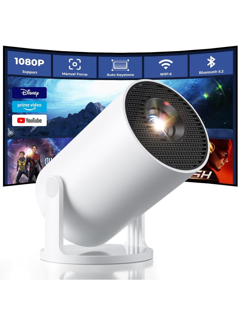 جهاز عرض صغير مع واي فاي وبلوتوث - تطبيقات مدمجة، جهاز عرض ذكي محمول مع دوران 180 درجة، كيستون تلقائي، يدعم 1080P، متوافق مع HDMI/USB/تي في ستيك/الهاتف الذكي/اللاب توب - Image 1