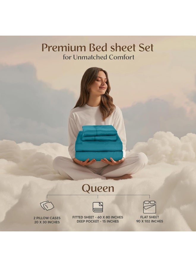 Utopia Bedding Queen Sheet Set â€“ 4 Piece Bed Sheets for Queen Size Bed, Soft and Breathable Microfiber, Includes 1 Fitted Sheet, 1 Flat Sheet and 2 Pillowcases (Denim Blue) - Image 5