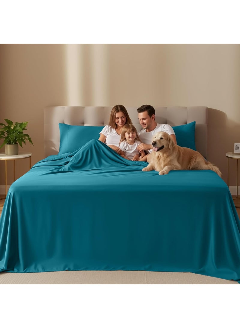 Utopia Bedding Queen Sheet Set â€“ 4 Piece Bed Sheets for Queen Size Bed, Soft and Breathable Microfiber, Includes 1 Fitted Sheet, 1 Flat Sheet and 2 Pillowcases (Denim Blue) - Image 3