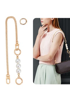 Bag Extension Chain, 23 Inch Purse Chain with Pearl Strap Spring O Ring Buckle Gold Replacement Strap Universal Handbag Shoulder Crossbody Bag Chain Strap Extender Women'S Gift