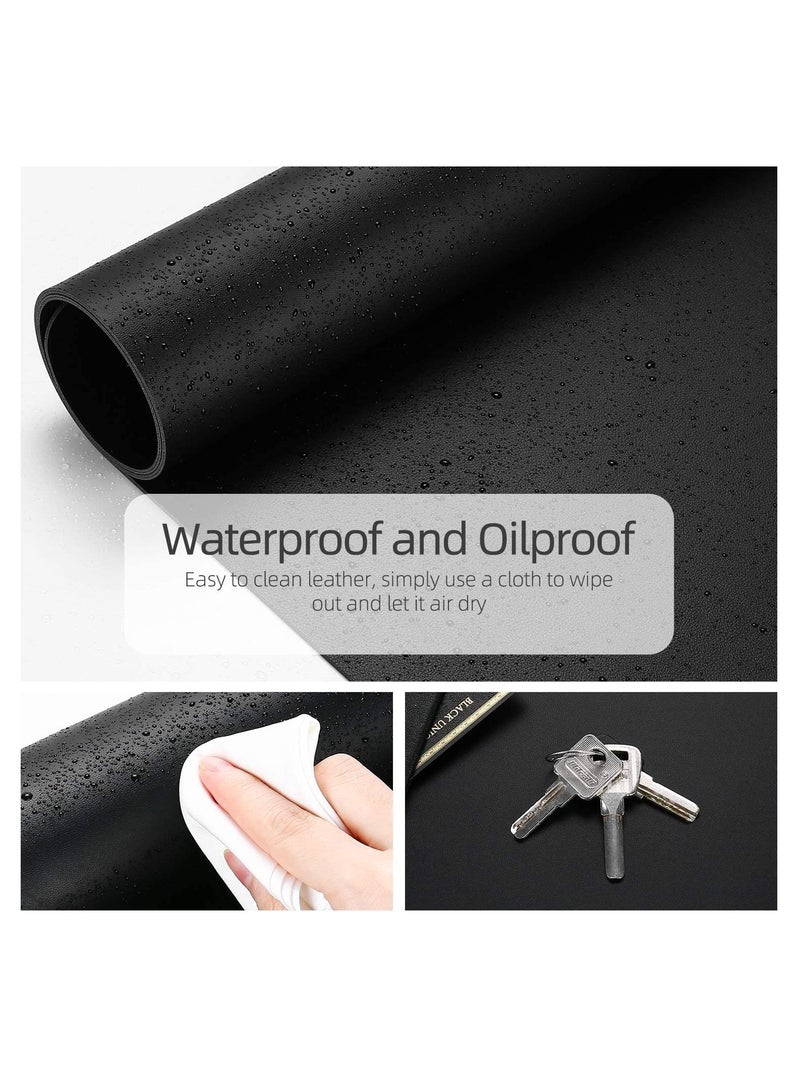 Cool Baby COOL BABY Multifunctional desk pad, ultra-thin waterproof PU leather mouse pad, office/home dual-use desk writing pad (70*35cm, Black + Black) - Image 4