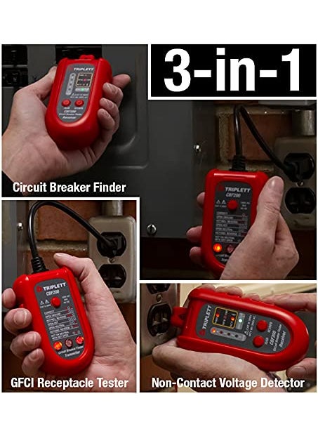 Triplett Triplett CBF200 3in1 Circuit Breaker Finder GFCI Receptacle Tester and NonContact AC Voltage DetectorBlack  - Image 5