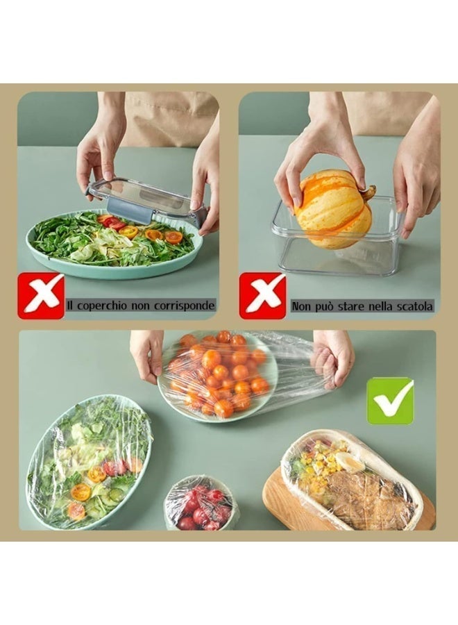 أكياس تخزين طعام من 100 قطعة مع أستك، أغطية علب للحفاظ على الطعام طازجًا. - Image 2