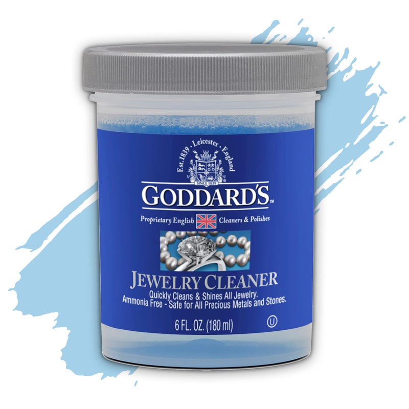 Goddard's Jewelry Cleaner, Tarnish Remover, Cleaning Solution for Silver, Gold, Diamond, Pearl & Gemstone Jewelry, Ammonia Free, Costume and Fine Jewelry Cleaner with Cleaning Brush & Dip Basket, 6 oz - Image 1