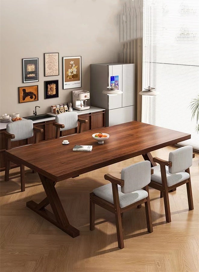 Kutis Wood Dining Table Kitchen Table Modern Breakfast Table Desk Leisure Coffee Table For Living Room/Office/Meeting Room Kitchen Lounging Cafeterias Brown 140 x 60 x 75 cm - Image 1