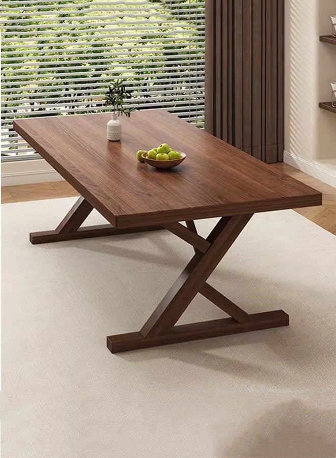 Kutis Wood Dining Table Kitchen Table Modern Breakfast Table Desk Leisure Coffee Table For Living Room/Office/Meeting Room Kitchen Lounging Cafeterias Brown 140 x 60 x 75 cm - Image 2