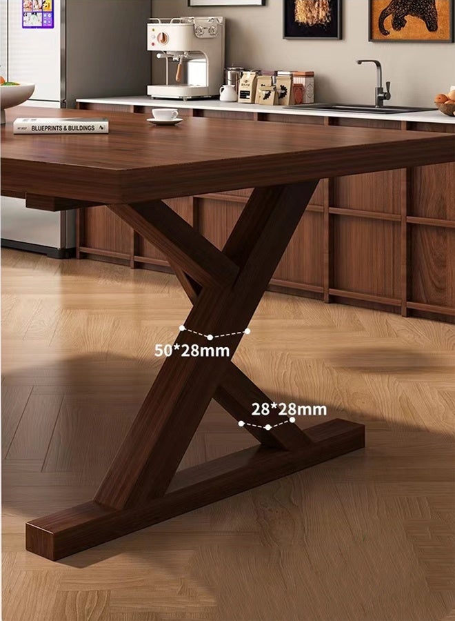 Kutis Wood Dining Table Kitchen Table Modern Breakfast Table Desk Leisure Coffee Table For Living Room/Office/Meeting Room Kitchen Lounging Cafeterias Brown 140 x 60 x 75 cm - Image 4