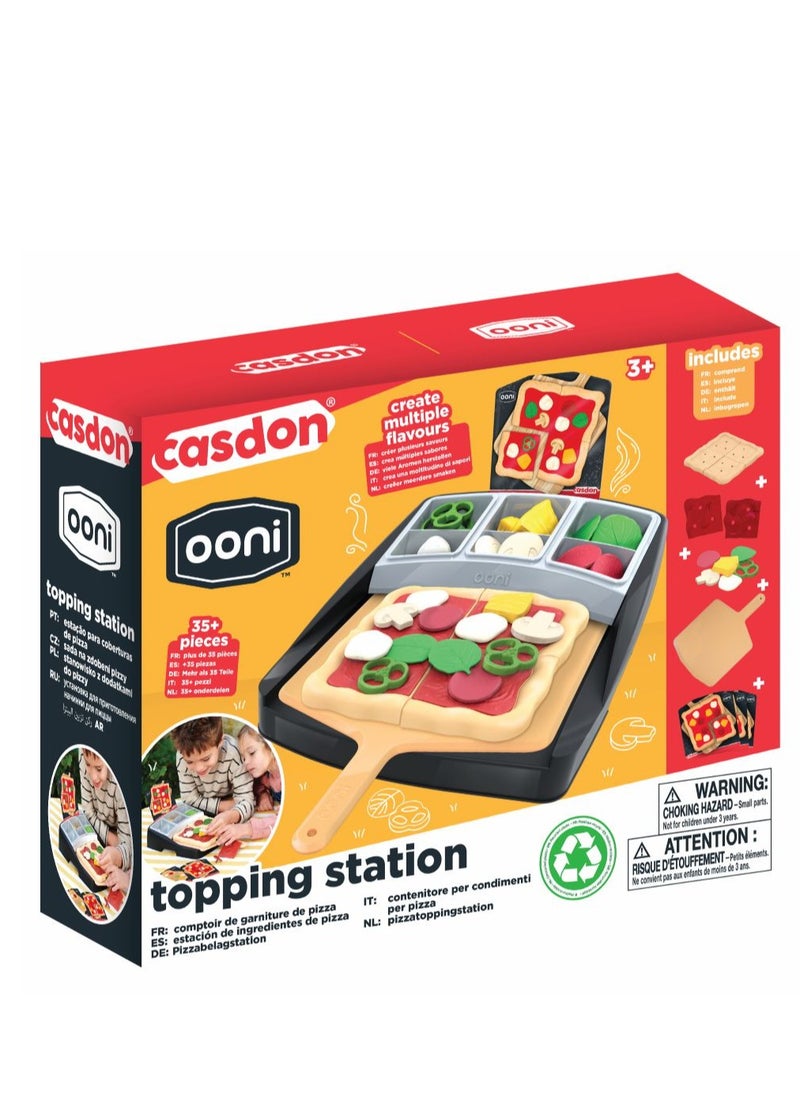 CASDON - Ooni Pizza Topping Station Toy - Fun Pretend Pizza-Making Set with Toppings, Pizza Peel And Recipe Cards For Little Chefs (3+ Years) - Image 1