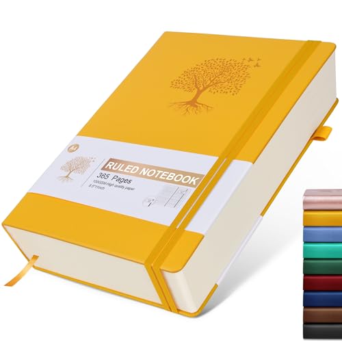 Ansopu Lined Journal Notebook, 365 Pages A4 Large Journals for Writing Ruled Notebook, Hardcover Leather Journal for Women Men, Daily Notebook for Work, Note Taking, 100Gsm Thick Paper ( 8.5" x 11" Yellow) - Image 1