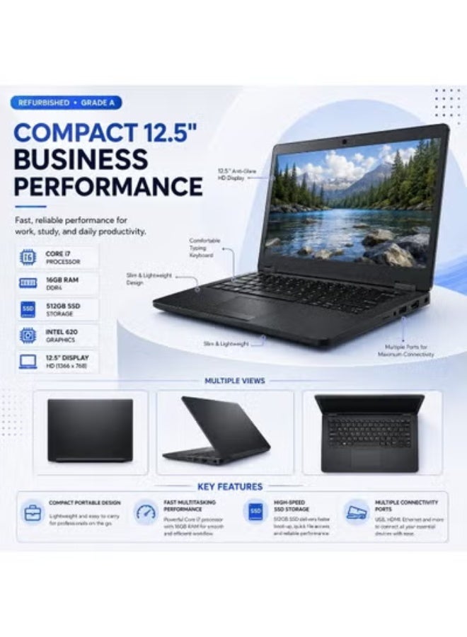 12.5-Inch Business Laptop Computer with i7 Processor, 16GB RAM, 512GB SSD Storage, Laptop Stand, Mouse and Carry Bag for Work and Productivity - Image 1