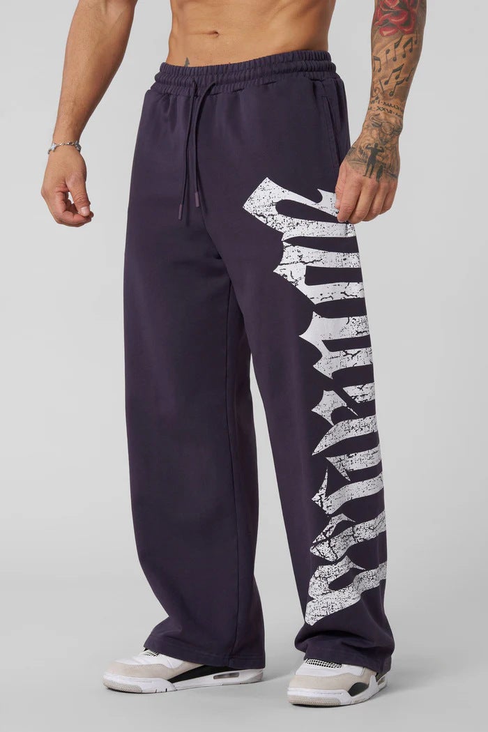 بنطلون رياضي جديد للرجال من يونغلا، بنطلونات جري، قطن مطبوع، خصر متوسط، بنطلونات كاجوال - Image 1