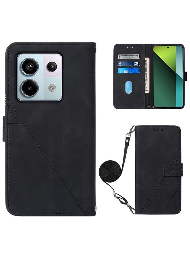 The Bros Case For Xiaomi Redmi Note 13 Pro 5G Global Crossbody 3D Embossed Flip Leather Phone Case