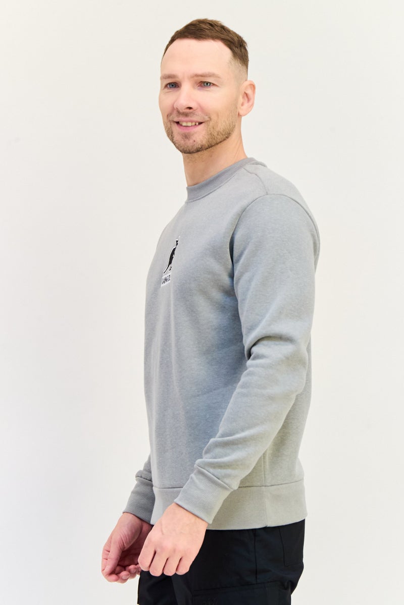 KANGOL Men Crew Neck Embroidered Logo Long Sleeves Sweatshirt, Grey - Image 2