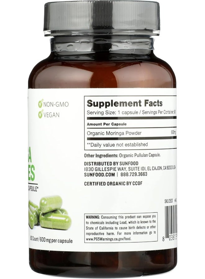 sunfood superfoods Sunfood Superfoods Organic Moringa Capsules 600 Mg - 90 Count  - Image 5