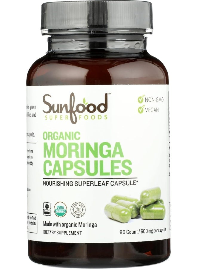 sunfood superfoods Sunfood Superfoods Organic Moringa Capsules 600 Mg - 90 Count  - Image 1