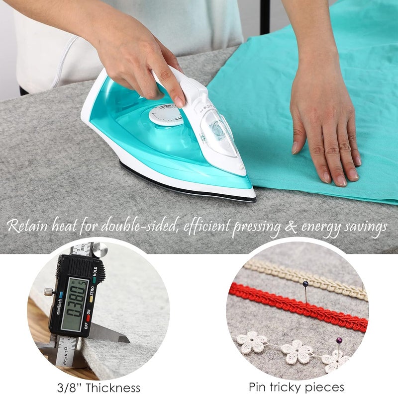 OHOCO Wool Pressing Mat for Quilting - 15 x 54 XL Extra Large Felt Ironing Pad 3/8" Thick, 100% Wool Heat Resistant for Ironing, Sewing, Cutting on Ironing Board, Tabletop, Dryer, Countertop - Image 4