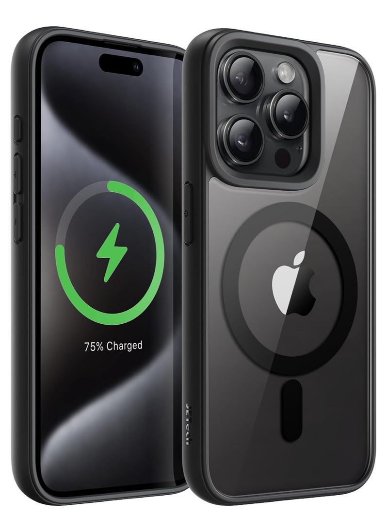 Generic - Magnetic Case for iPhone 15 Pro Compatible with MagSafe, Shockproof Phone Bumper Cover, Solid Color Matte TPU Frame, Anti-Scratch Clear Back (Black Titanium) - Image 1