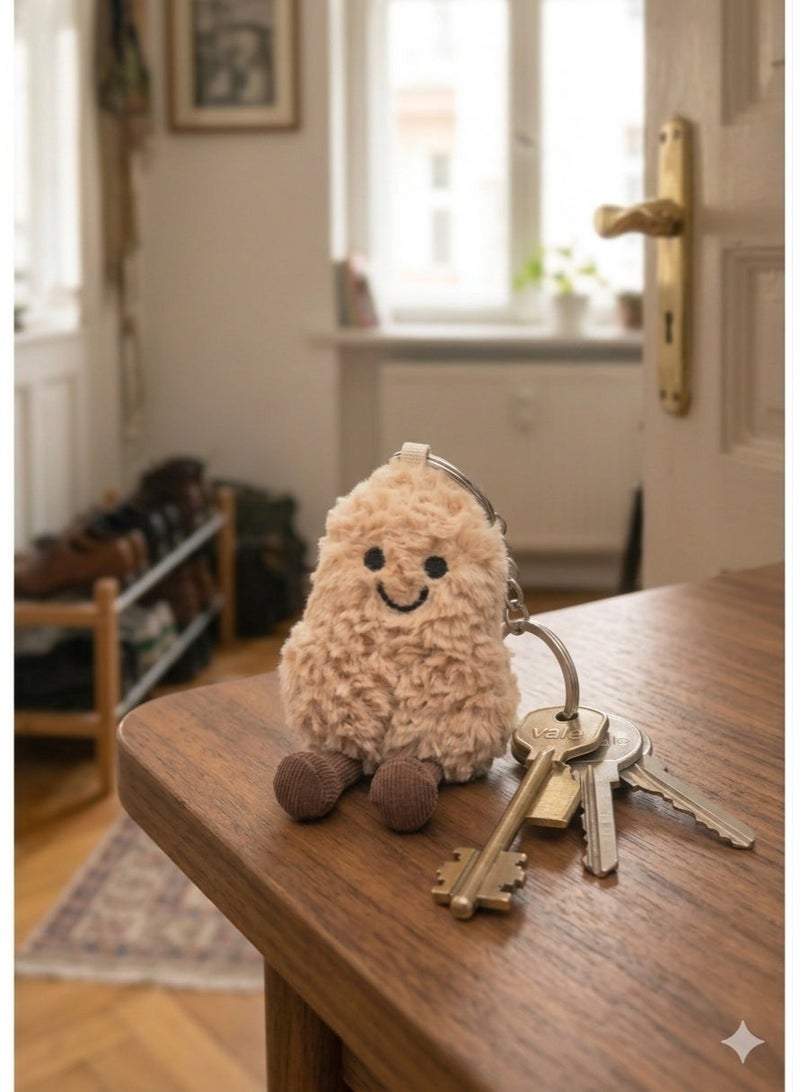 Amuseables Peanut Bag with Metal Clip – 18cm Plush Peanut Accessory for Backpacks, Keys & Gifts - Image 1
