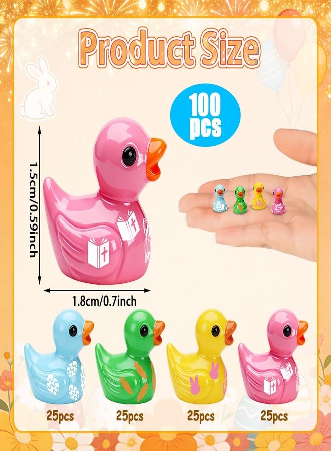 AWEELON100Pcs Mini Easter Resin Ducks Bulk Tiny Duck Figurines Multicolor Mini Ducks Miniature for Garden Landscape Dollhouse Ornament for Easter Day Birthday Ornaments（4 Color） - Image 2