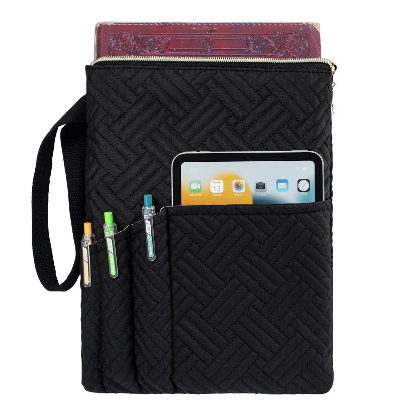 APLUFINE Book Sleeve with Zipper, 11"X9" Padded Book Protector, Washable Quilted Book Covers for Paperbacks, Book Pouch with Pockets for Book Lover Gifts - Image 5