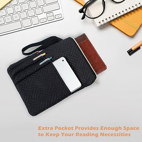APLUFINE Book Sleeve with Zipper, 11"X9" Padded Book Protector, Washable Quilted Book Covers for Paperbacks, Book Pouch with Pockets for Book Lover Gifts - Image 2