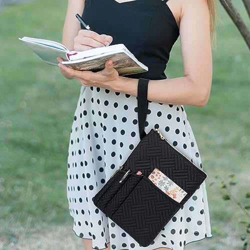 APLUFINE Book Sleeve with Zipper, 11"X9" Padded Book Protector, Washable Quilted Book Covers for Paperbacks, Book Pouch with Pockets for Book Lover Gifts - Image 3