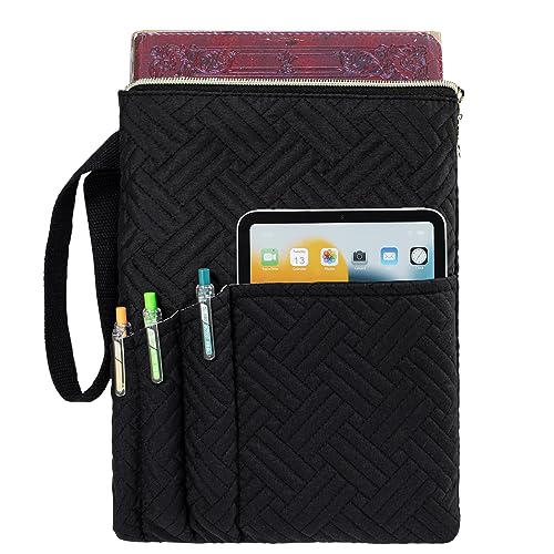 APLUFINE Book Sleeve with Zipper, 11"X9" Padded Book Protector, Washable Quilted Book Covers for Paperbacks, Book Pouch with Pockets for Book Lover Gifts - Image 1