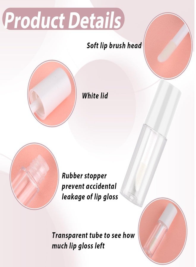 مولين، 10 أنابيب ملمع شفاه فارغة، 1.2 مل، عبوات مستحضرات تجميل صغيرة قابلة لإعادة التعبئة، زجاجات مرطب شفاه لعينات أحمر الشفاه، مرطبات الشفاه (غطاء أنبوب أبيض) - Image 3