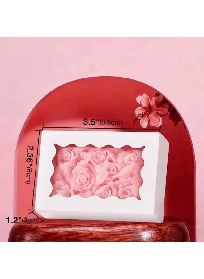 JCXGRVC 40PCS 3.5"x2.36"x1.2" Elegant White Soap Boxes with window, Homemade Soap Packaging Gift Boxes, Small Bakery Boxes for Macarons, Cookies & Candies, Wedding & Birthday Party Favors - Image 2