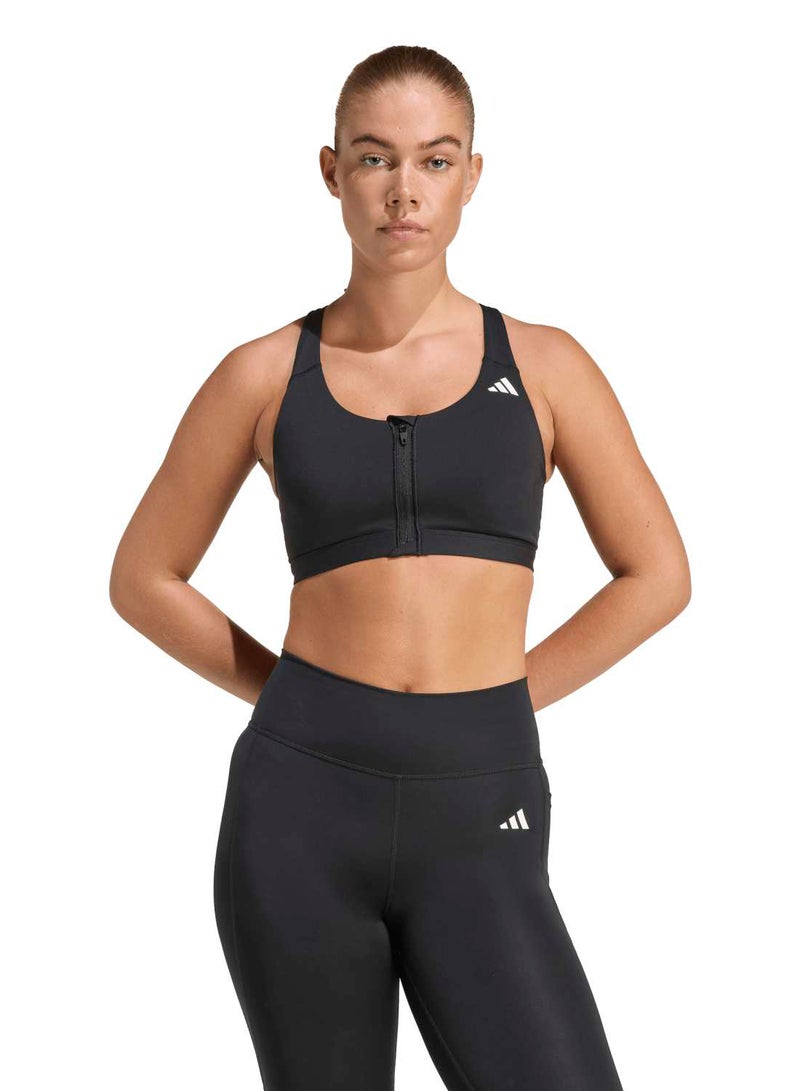 Adidas Optimé Essentials Workout Zip-Front Medium Support Bra - Image 1