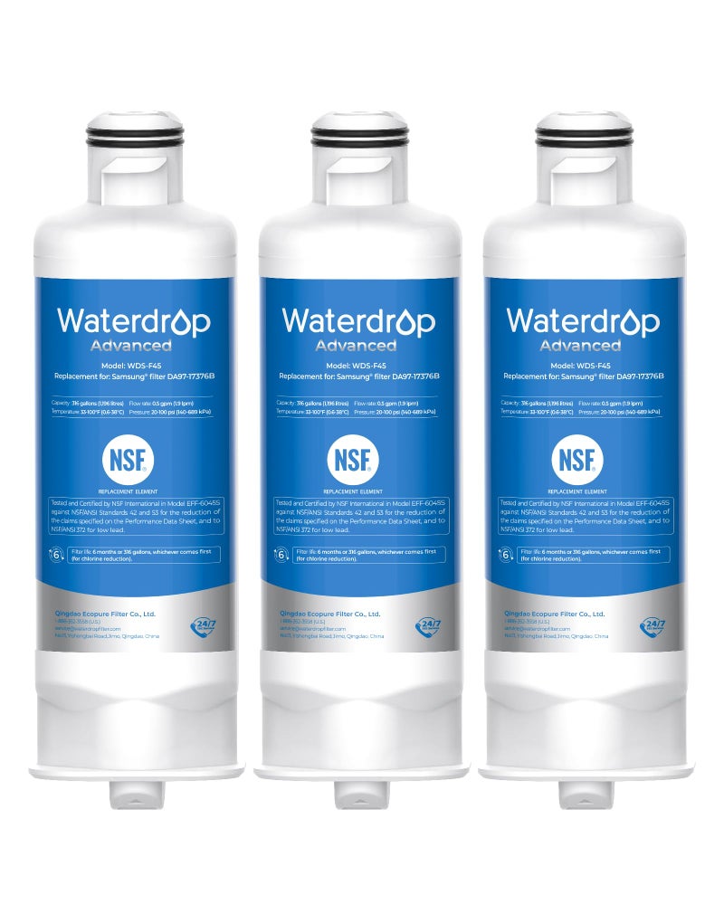 Waterdrop DA97-17376B Replacement for SamsungÂ® HAF-QIN/EXP, DA97-08006C, RF28R7351SG, RF23M8570SR, NSF 53&42 Certified Refrigerator Water Filter, 3 Filters (Package May Vary) - Image 1