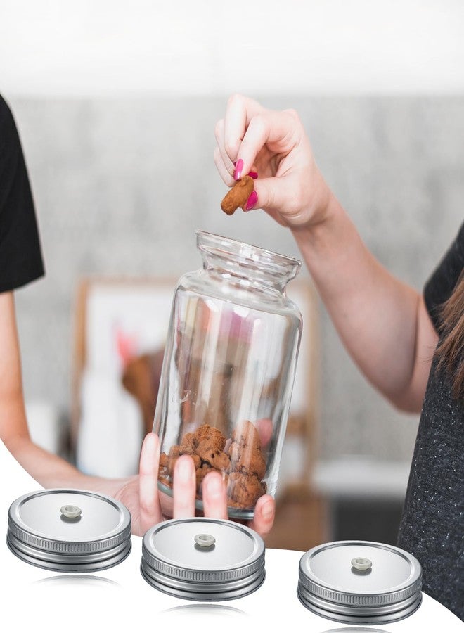 Zyghjort 6 PCS Mason Jar Lids with Straw Hole, 2.7 Inch Mason Jar Drinking Lids Regular Mouth Stainless Steel Drinking Jars Lid Reusable Premium Canning Caps for Drinkings - Image 5