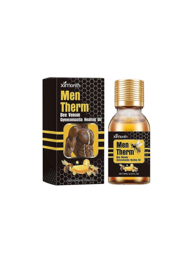 ximonth Men Therm Bee Venom Gynecomastia Heating Massage Oil, Specially Designed for Men Chest Care, Provides Gentle Warmth, Fast Absorbing and Travel Friendly, 15ml - Image 2