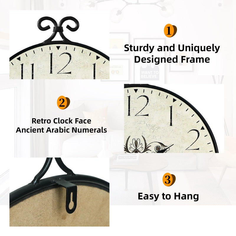 JUMBO DECOR 24 Inch Large Farmhouse Wall Clock, Wrought Iron Frame with Warm Gray Finish, Silent Battery Operated Wall Clock for Living Room Kitchen Bedroom - Image 3