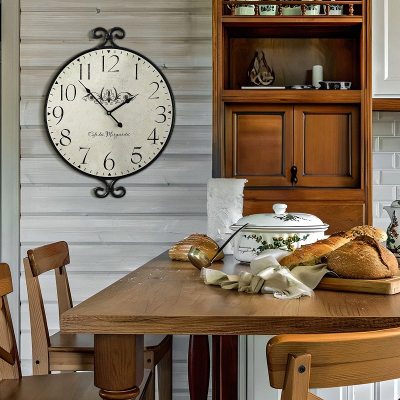JUMBO DECOR 24 Inch Large Farmhouse Wall Clock, Wrought Iron Frame with Warm Gray Finish, Silent Battery Operated Wall Clock for Living Room Kitchen Bedroom - Image 5