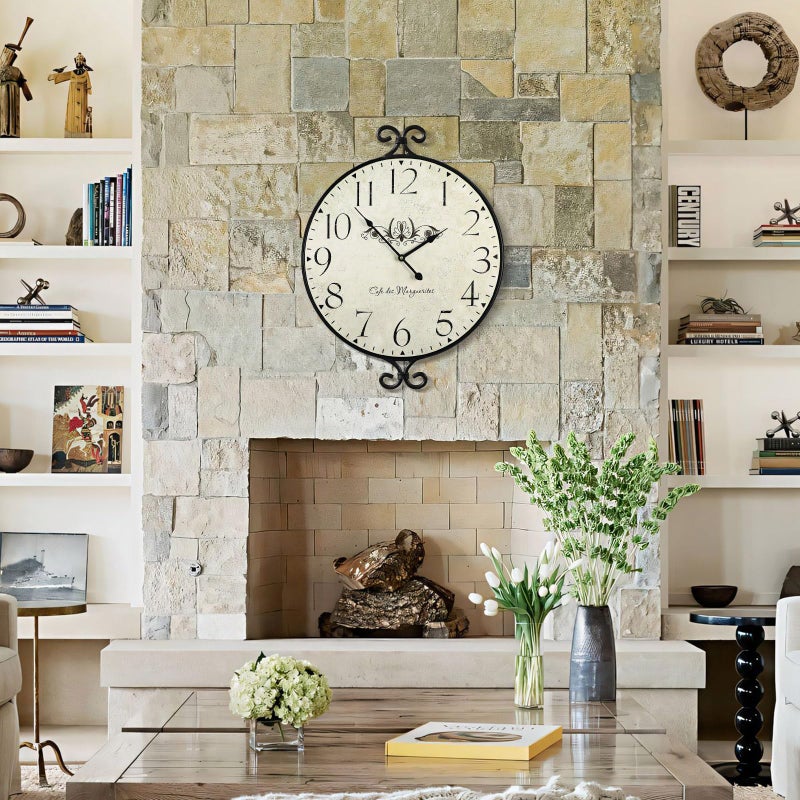JUMBO DECOR 24 Inch Large Farmhouse Wall Clock, Wrought Iron Frame with Warm Gray Finish, Silent Battery Operated Wall Clock for Living Room Kitchen Bedroom - Image 4