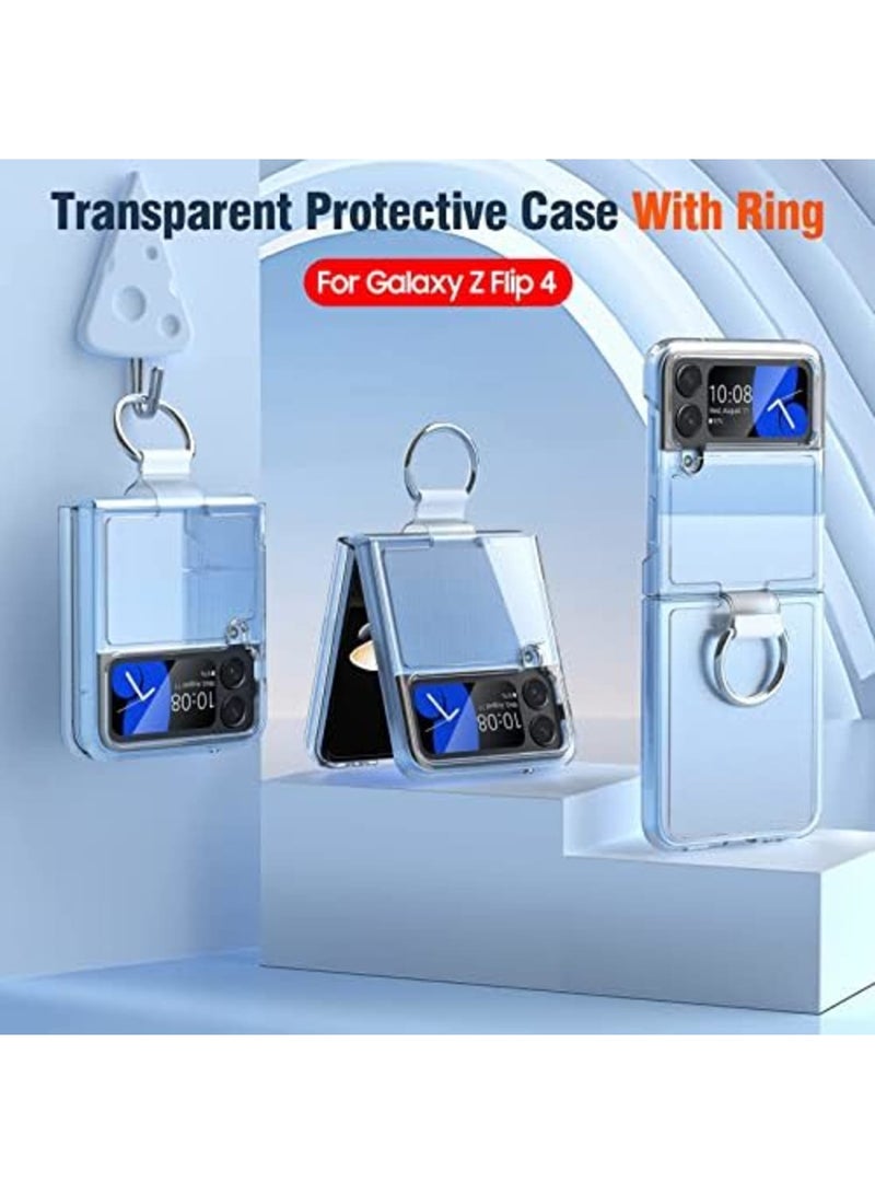 Luckam Samsung Galaxy Z Flip 4 Clear Case with Ring, Transparent All-Round for Z Flip 4 Phone Anti-Scratch Full-Body Shockproof Protective Case for Galaxy Z Flip 4 5G (2022)-Crystal Clear - Image 4