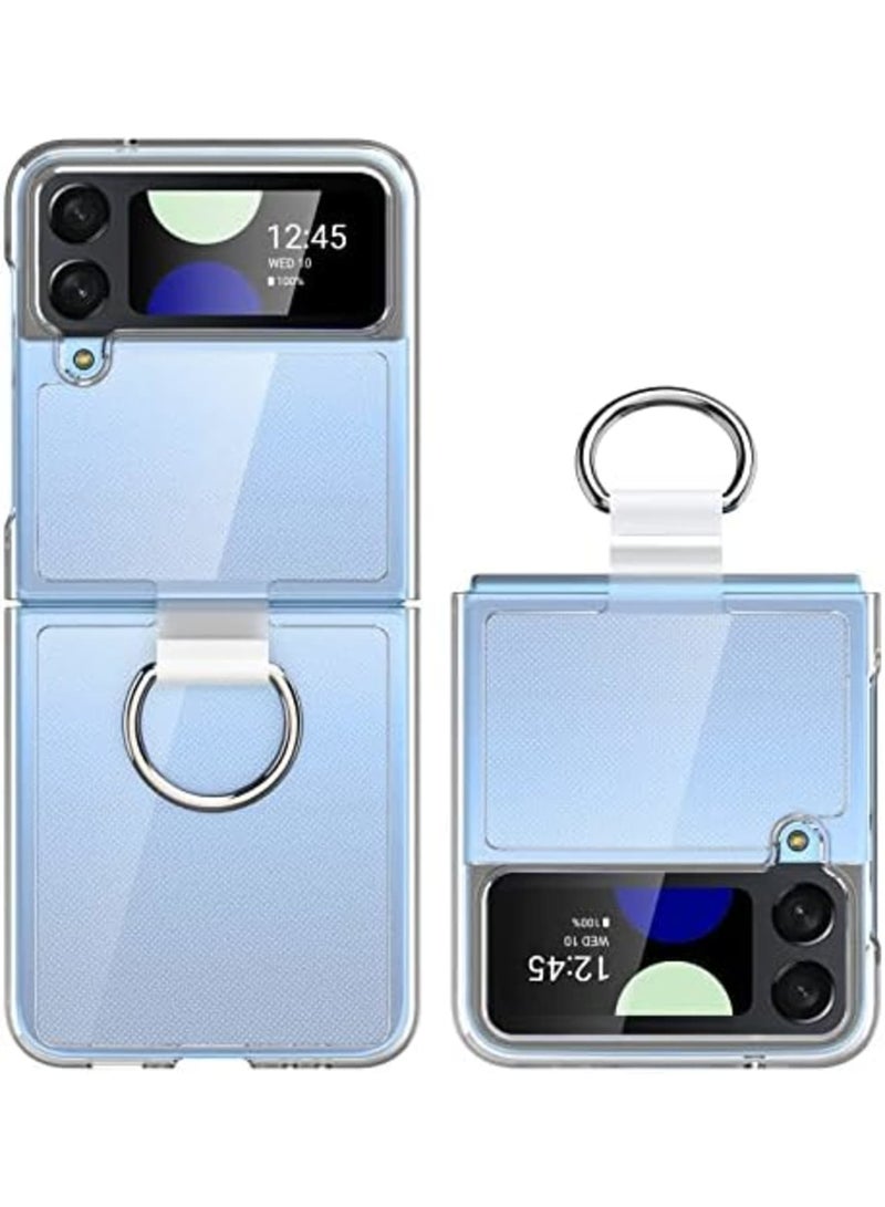 Luckam Samsung Galaxy Z Flip 4 Clear Case with Ring, Transparent All-Round for Z Flip 4 Phone Anti-Scratch Full-Body Shockproof Protective Case for Galaxy Z Flip 4 5G (2022)-Crystal Clear - Image 1
