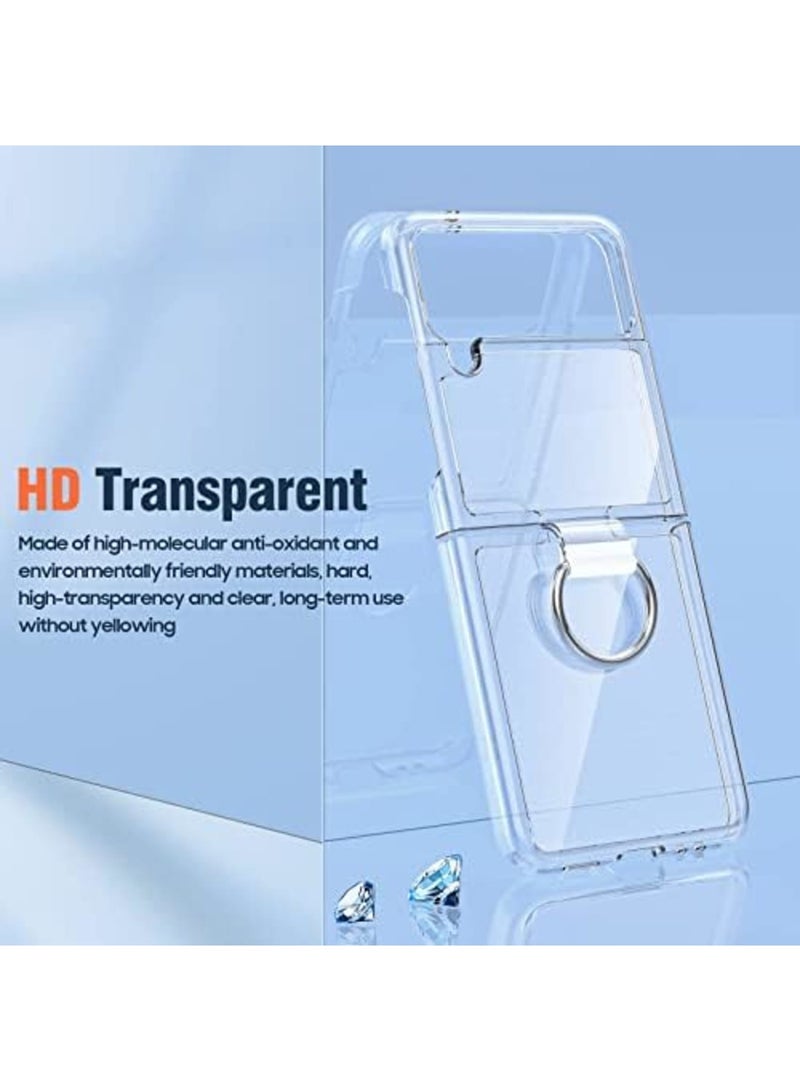 Luckam Samsung Galaxy Z Flip 4 Clear Case with Ring, Transparent All-Round for Z Flip 4 Phone Anti-Scratch Full-Body Shockproof Protective Case for Galaxy Z Flip 4 5G (2022)-Crystal Clear - Image 3